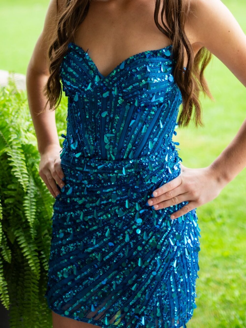 Sequin Strapless Formal Dress